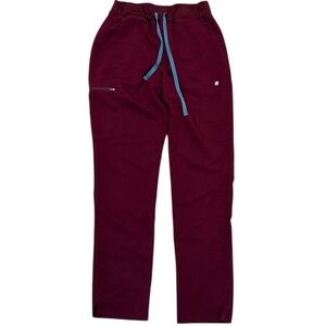 Figs Women Yola High Waisted Skinny Scrub Pants Medium M Tall Burgundy Nurse Tec